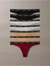 Calvin Klein Logo Calvin Klein Women's Modern Logo 7-pack Thong In Burgundy