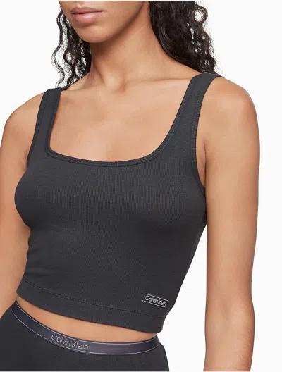 Calvin Klein Logo Calvin Klein Women's Pure Ribbed Sleep Tank Top In Black