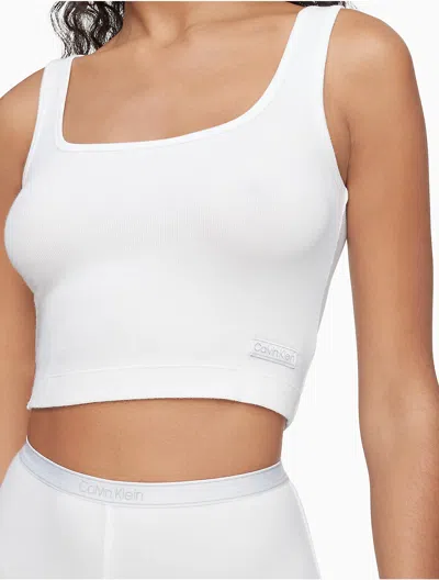Calvin Klein Logo Calvin Klein Women's Pure Ribbed Sleep Tank Top In White