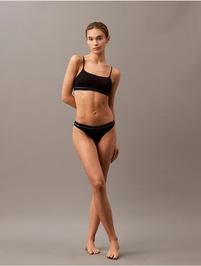 Calvin Klein Logo Calvin Klein Women's Tonal Logo Cotton Lightly Lined Bralette In Black