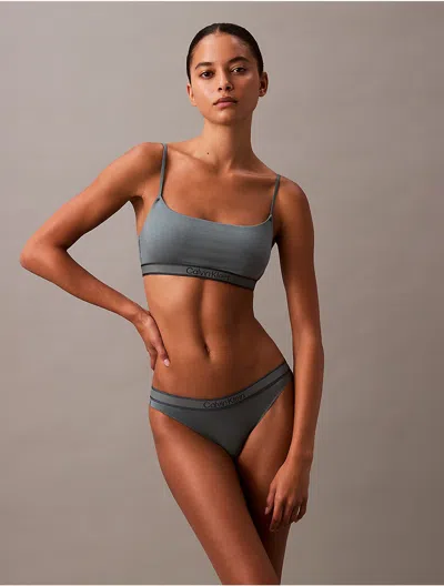 Calvin Klein Logo Calvin Klein Women's Tonal Logo Cotton Lightly Lined Bralette In Blue