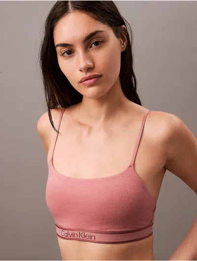 Calvin Klein Logo Calvin Klein Women's Tonal Logo Cotton Lightly Lined Bralette In Purple