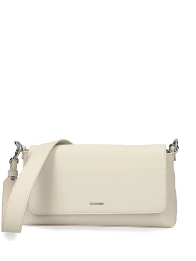 Calvin Klein Logo Convertible Cross Body Bag In Peg Sand Pebble