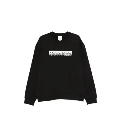 Calvin Klein Logo Crew Neck Sweater In Black