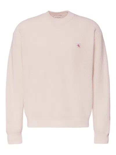 Calvin Klein Logo Crew-neck Sweater In Neutral
