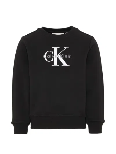 Calvin Klein Kids' Logo Crew-neck Sweatshirt In Black