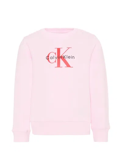 Calvin Klein Kids' Logo Crew-neck Sweatshirt In Pink