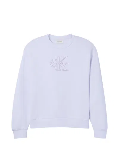 Calvin Klein Logo Crew Neck Sweatshirt In Purple