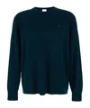 Calvin Klein Blue Crewneck Sweater With Logo Embroidery On The Front And Dropped Shoulders In Wool Man In Blue