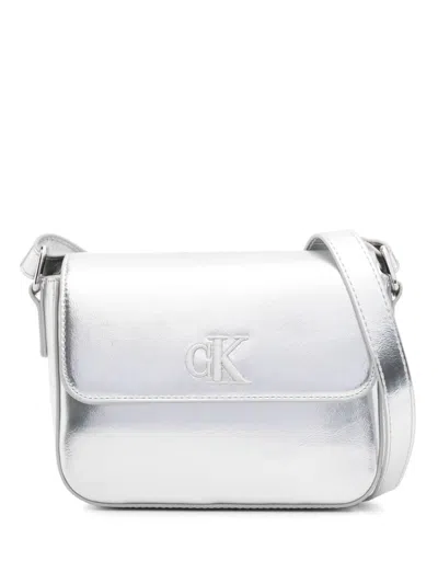 Calvin Klein Kids' Logo Cross Body Bag In Silver