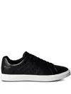 Calvin Klein Logo-debossed Leather Sneakers In Black