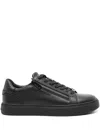 Calvin Klein Logo-debossed Leather Snekaers In Black