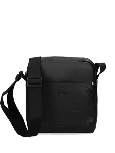 Calvin Klein Logo-debossed Messenger Bag In Black