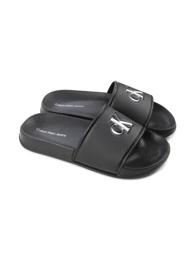 CALVIN KLEIN LOGO-DEBOSSED SLIDES