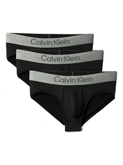 Calvin Klein Logo-detail Briefs (pack Of Three) In Black
