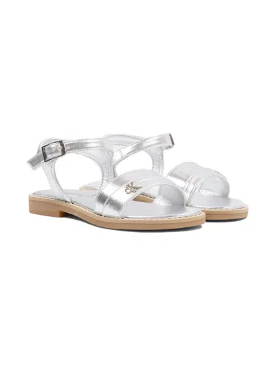 Calvin Klein Kids' Logo-detail Buckle-strap Sandals In Silver