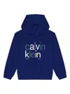 Calvin Klein Logo-detail Hoodie In Blue