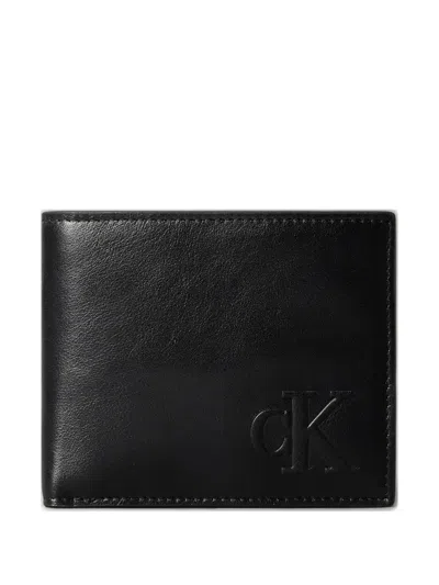 Calvin Klein Logo-detail Leather Wallet In Black