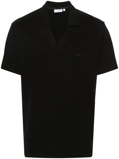 Calvin Klein Logo-detail Polo Shirt In Black