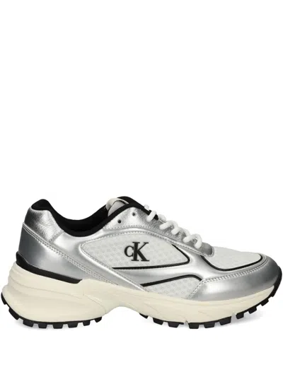 Calvin Klein Logo-detail Sneakers In Silver