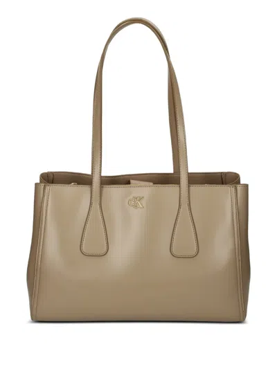 Calvin Klein Logo-detail Tote Bag In Brown