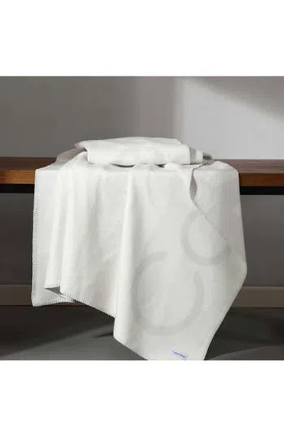 Calvin Klein Logo Double Face Throw Blanket In White