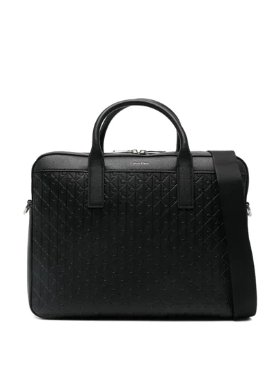 Calvin Klein Logo-embossed Laptop Bag In Black