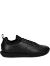 Calvin Klein Logo-embossed Leather Sneakers In Black