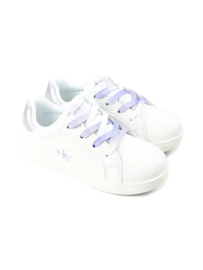 Calvin Klein Kids' Logo-embossed Sneakers In White