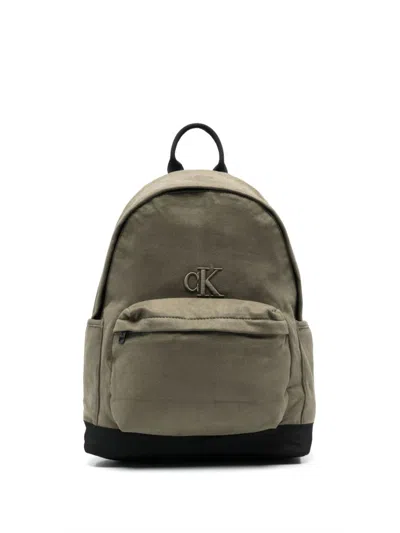 Calvin Klein Kids' Logo-embroidered Backpack In Green