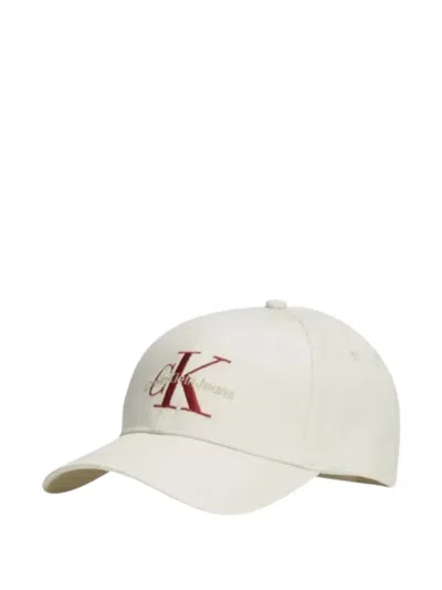 Calvin Klein Logo-embroidered Cap In White