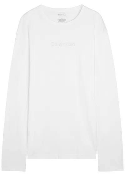 Calvin Klein Logo-embroidered Cotton T-shirt In White