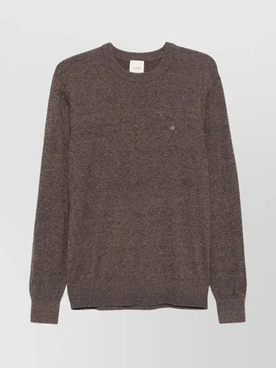 Calvin Klein Logo Embroidered Crew Neck Sweater In Brown