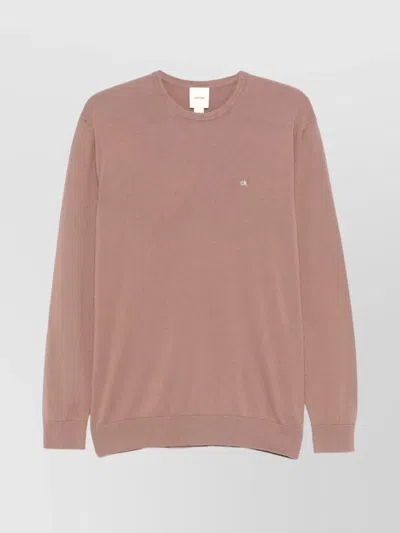Calvin Klein Logo Embroidered Crew Neck Sweater In Pink
