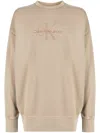 Calvin Klein Logo-embroidered Crew-neck Sweatshirt In 中性色