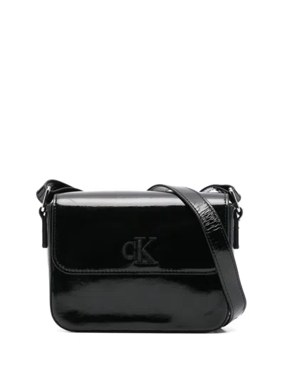 Calvin Klein Kids' Logo-embroidered Cross Body Bag In Black