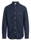 Calvin Klein Collared Shirt With Pocket And Long Sleeves In Blue