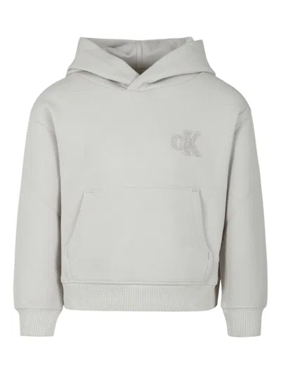 Calvin Klein Kids' Logo-embroidered Hoodie In Nude