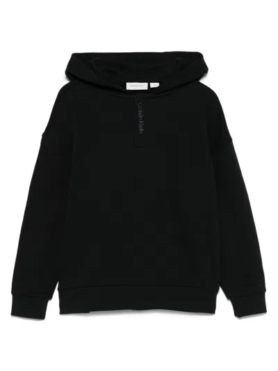 Calvin Klein Kids' Logo-embroidered Hoodie In Schwarz