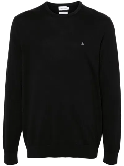 Calvin Klein Cotton Silk Blend Sweater In Black