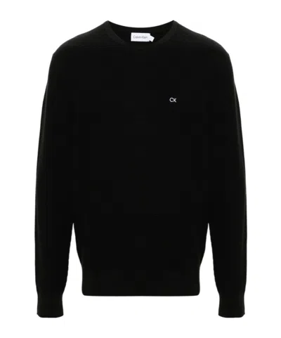 Calvin Klein Logo-embroidered Jumper In Black