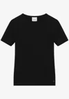 Calvin Klein Logo Embroidered Ribbed T-shirt In Black