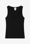 Calvin Klein Logo Embroidered Ribbed Tank Top In Black