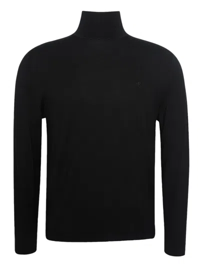 Calvin Klein Logo-embroidered Roll-neck Top In Black