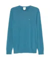 Calvin Klein Crew Neck Cotton Silk Blend Sweater In Blue