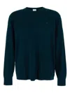 Calvin Klein Blue Crewneck Sweater With Logo Embroidery On The Front And Dropped Shoulders In Wool Man In Blue