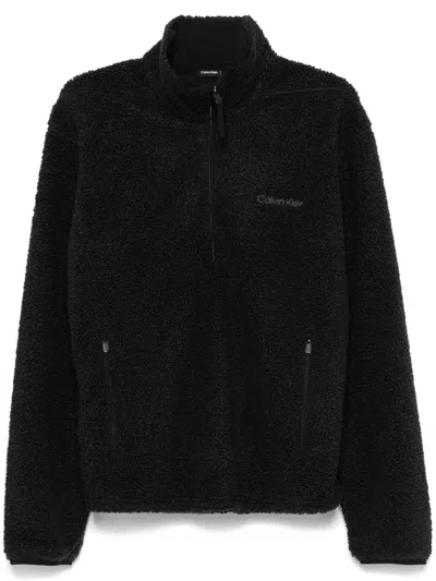 Calvin Klein Logo-embroidered Sweatshirt In Black