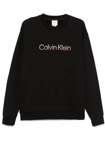 Calvin Klein Logo-embroidered Sweatshirt In Black