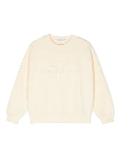 Calvin Klein Kids' Logo-embroidered Sweatshirt In Yellow
