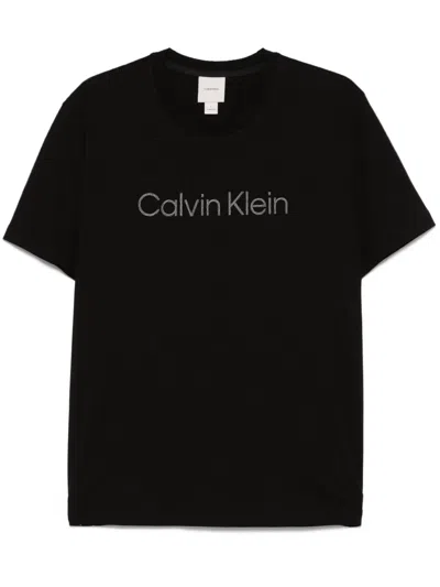 Calvin Klein Logo-embroidered T-shirt In Black